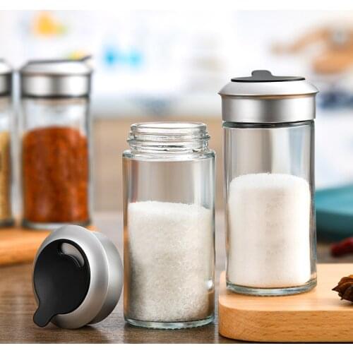 YOMDID Spice Jar Salt Sugar Seasoning Bottle Rotating Cover Spice Pepper Salt Shaker Condiments Storage Container Kitchen Tools