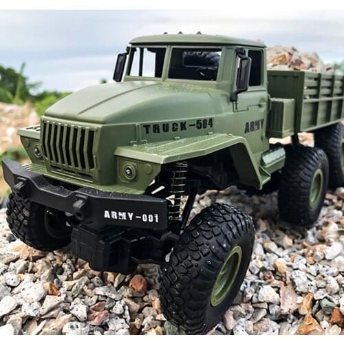 1:16 High Speed RC Car Military Truck 2.4G Six-wheel Remote Control Off-road Climbing Vehicle Model Toy for Kids Birthday Gift