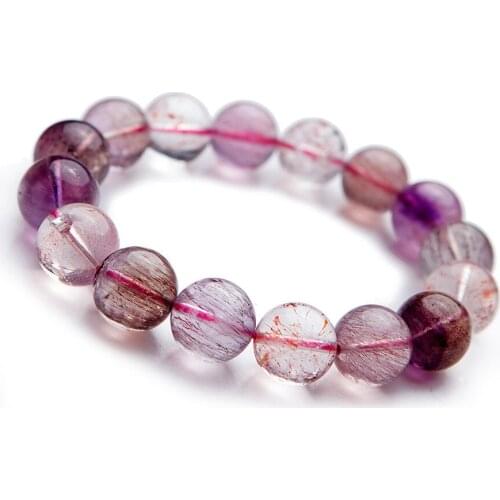 Genuine Natural Super Seven 7 Melody Stone Crystal Round Beads Bracelets For Women Female AAAA 13mm