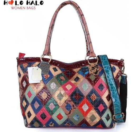 Retro Female Crossbody Bags Womens Wallet Genuine Leather Splicing Shoulder Bags Fashion Colourful Purses and Handbags 2021