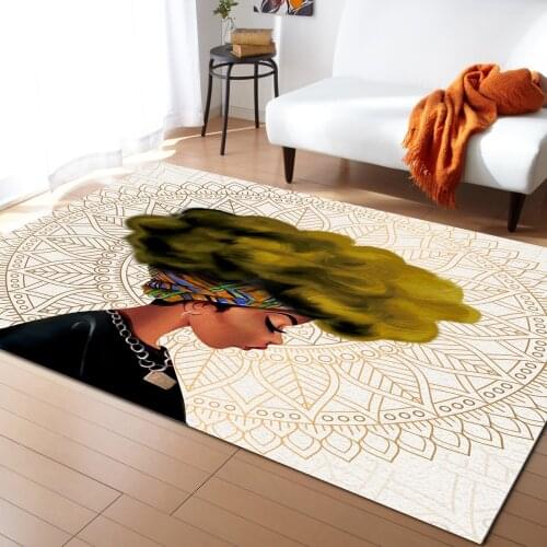 African Woman Mandala Yellow Hair Carpets for Living Room Bedroom Area Rug Kids Room Play Mat 3D Printed Home Large Carpet