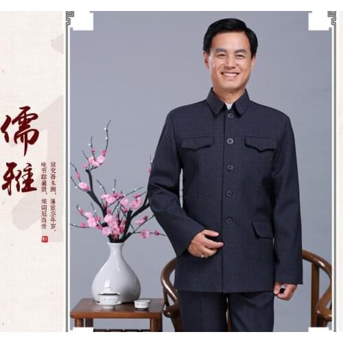 Zhongshan suit National costume Elderly clothes Chinese jacket men Spring men grandpa chinese collar suit