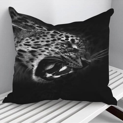 Angry leopard head poster Throw Pillows Cushion Cover On Sofa Home Decor 45*45cm 40*40cm Gift Pillowcase Cojines Dropshipping