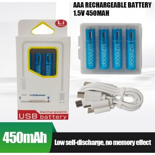 1.5V AAA Rechargeable Battery 600mAh USB Rechargeable Lithium Polymer Battery Quick Charging by Micro USB Cable