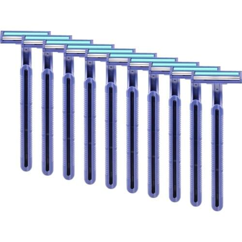 10 Pcs Twin Blade Stainless Razor Set Disposable Razor Blades Disposable Stainless Steel Shavers w/ Non-slip Handle for