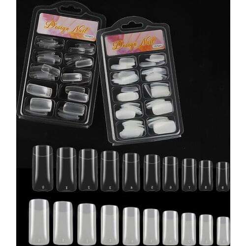 100PCS/ Lot Natural Color Transparent French False Nail Tips Various Size Artificial Fake Nails Art Acrylic Manicure Tools
