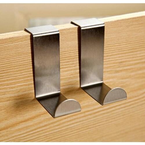 2PC stainless steel door back multi-function hook kitchen cabinet rack hanger hook bathroom pendant hook no nail door after the