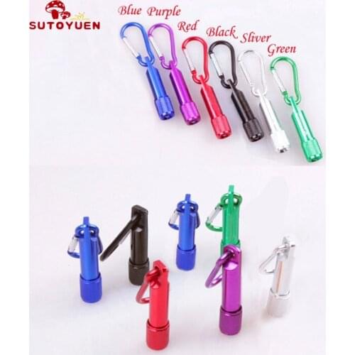 500 Pcs Mini 1 LED Flashlight Carabiner Torch Clip on Keychain Lamp Hiking Hook Key Chain Flash light Promotion Gift 9 Colors