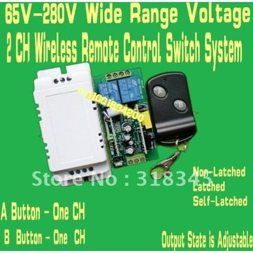 85V-280V 110V/120V/230V/240V etc wide range voltage RF wireless remote control switch system 1Receiver &1Transmitter 315/433MHZ
