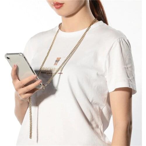 Crossbody Strap Chain Necklace Metal Chain Phone Case For Xiaomi Redmi 8 8A note 8T 8 pro K30 K20 7 note 7 6 5 Clear Cover