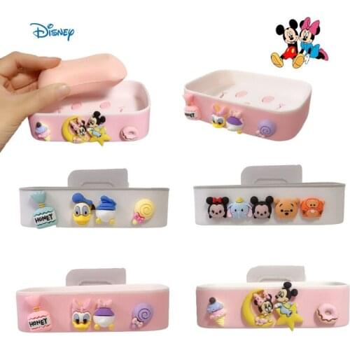 Disney Mickey Mouse Cartoon Household Non-perforated Soap Box Wall Hanging Drain Donald Duck Cute Soap Box Bathroom Accessories