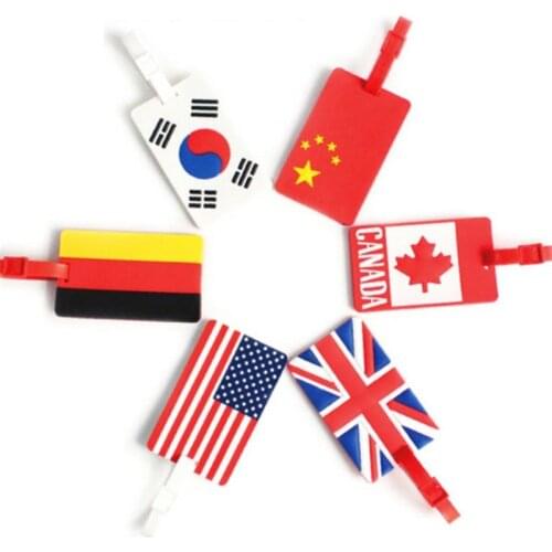 Travel Accessories Creative National Flag PU Leather Luggage Tag Women Men Portable Label Suitcase ID Address Holder Baggage Boa