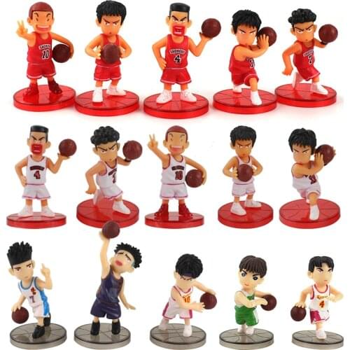 15Pcs/set SLAM DUNK Shohoku Basketball Player Figures Toys Hanamichi Rukawa Akagi Miyagi Mitsui Hisashi Anime Model Toys