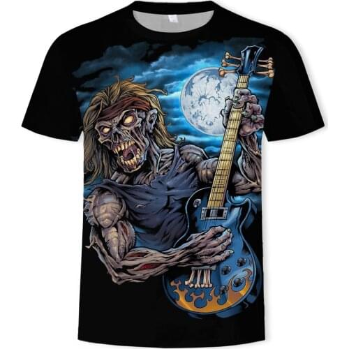 2021 New 3D skull t-shirt Punk festival rock t shirt Men Printed Casual Tshirt O Neck Hip Hop Short Sleeve Plus-Size streetwear