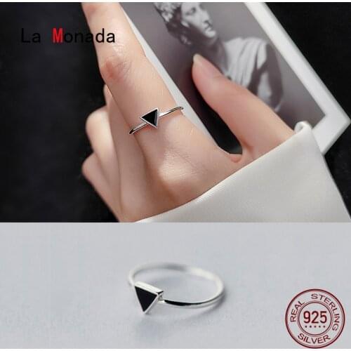 La Monada Geometry Triangle Women Ring 925 Sterling Silver Minimalist Rings For Women 925 Silver Fine Jewerly Rings Woman Open