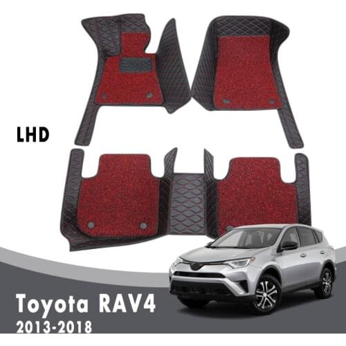Car Floor Mats Carpets For Toyota RAV4 Rav 4 IV XA40 2018 2017 2016 2015 2014 2013 Double Layer Wire Loop Accessories Leather