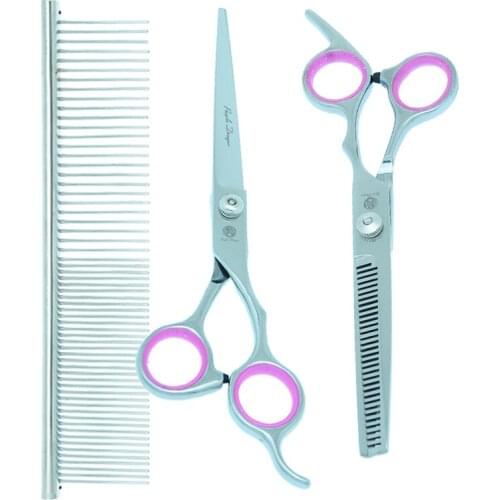 Purple Dragon 7 inch Pet Hair Clippers Dog Grooming Scissors Straight & Curved & Thinning Cat Hair Cutting Shears Comb B0008B