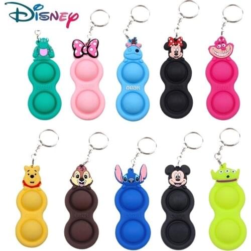 HOT!!! Disney Fidget Toy Keychain Push Bubble Sensory Stress Reliever Fidget Toys Keychain Accessories Fidget Toys Birthday Gift