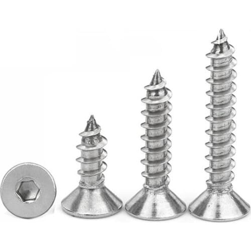 M3 M4 M5 Countersunk head hexagon socket tapping screw 304 Stainless steel Flat Allen head wood screw