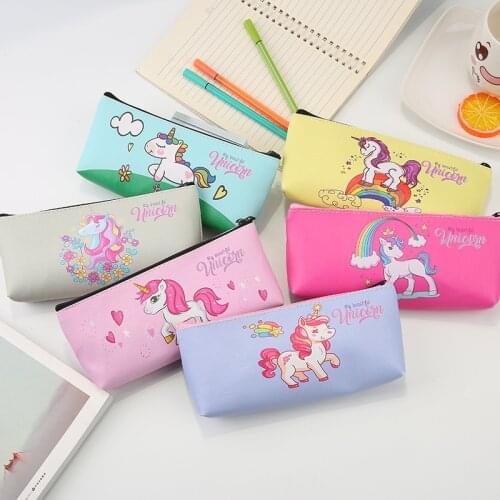 1pcs Kawaii Cute Unicorn Pencil Case Big PU Pencil Bag Pouch for Kids Gift Back To School Stationary School Supplies Estuches