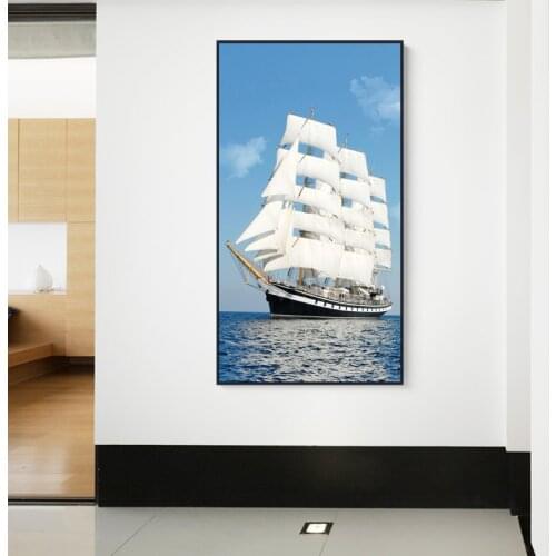 Sailboat Backlight Posters and Prints Ocean Landscape Canvas Paintings Wall Art Picture Home Decor for Living Room Bedroom