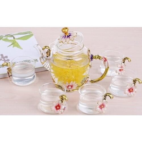 New Beauty Explosion enamel tea cup teapot set water cup flower tea cup kungfu tea cup tea cup tea cup tea utensils wedding gift