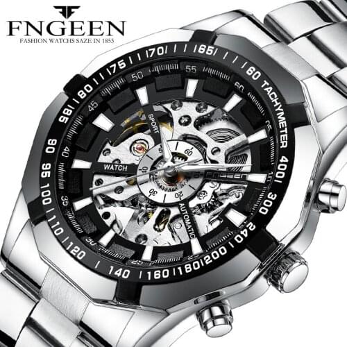 FNGEEN 2020 New Mens Watch Automatic Winding Mechanical Watch Waterproof Business Quartz Watch Male Clock Relogio Masculino