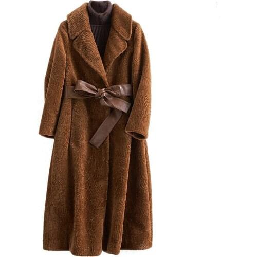 2020 New Wool Leather And Fur Loose Coat Girls Long Fund Overknee Lamb Wool Coat Sheep Shearing Chalaza Skinny