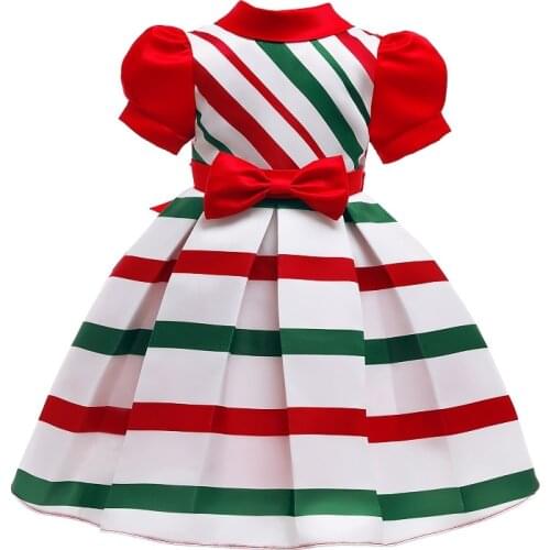 Flower Girls Dress For Wedding Party stripe Princess Dress Kids Dresses For Girls clothes Children 2-10 Y Christmas Costume