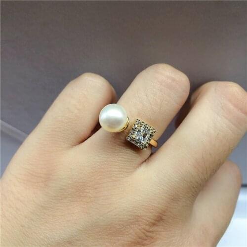 NO PEARLS Gold Plated Ring Base Mountings Findings Settings Adjustable Ring Jewelry Parts Fittings Accessories for Pearl Beads