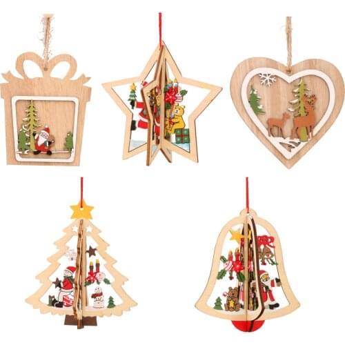 Christmas Wooden Pendants Xmas Tree Ornaments Home Hanging Decor Christmas Tree Decorations For Home Navidad 2022 New Year Decor