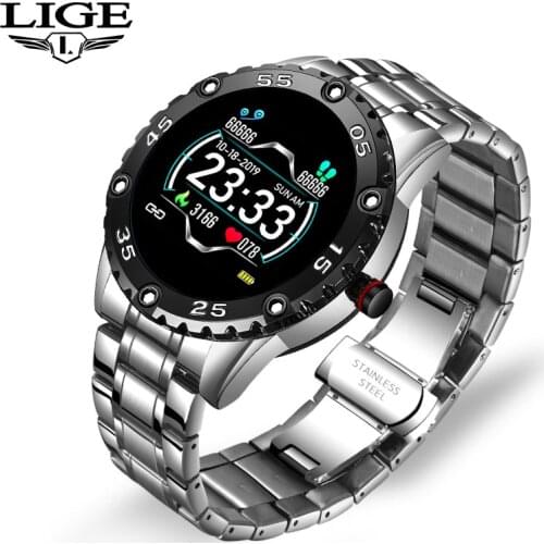 LIGE Smart Watch Men smartwatch Women Waterproof Sports Tracker Heart Rate Blood Pressure Monitor Stainless Steel Fitness Watch