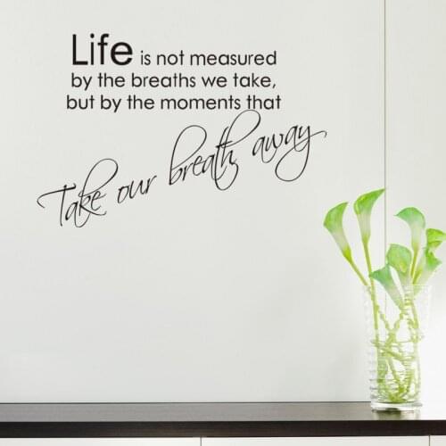 Inspirational diy removable warmly life breath letters wall art decor decals living room black indoor stickers decoration