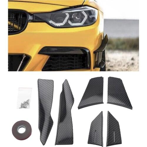 Vehicle Exterior Accessories Front Bumper Spoiler Splitter Diffuser Lip ABS for BMW 3 Series F82 M4 Carbon Fiber Look