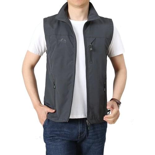 Newest Outdoor Vests Men Thin Casual Wasitcoat Man Vest with Multi-pockets Summer Spring Men Zipper Jackets Mens Waistcoat 5XL