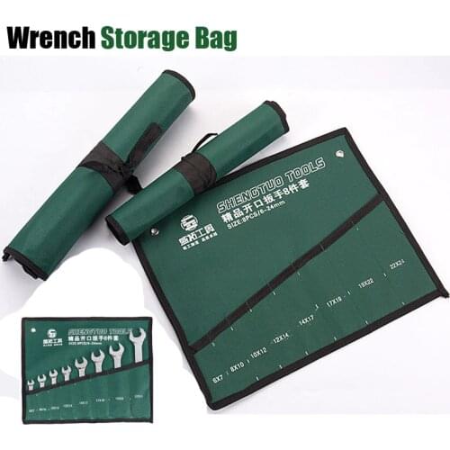 1Pcs Canvas Wrench Storage Bag Roll Up Foldable Spanner Organizer Spanner Combination Hanging Bag for Spanner Tool Organizer