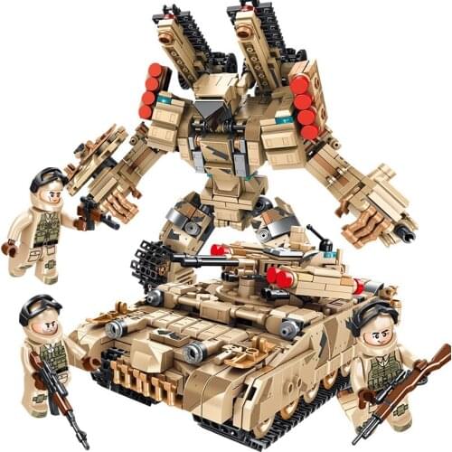 2 Change Tank Robot Figure Models Educational Building Blocks Toys For Boys DIY Brithday Holiday Gift Panlos Small bricks