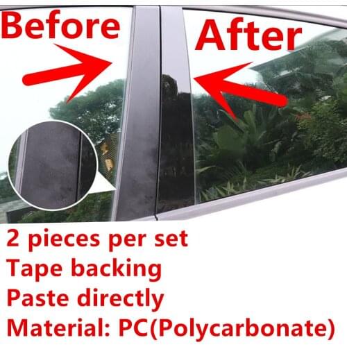 Fit For VW CC 2009-2017 PassatCC 2009-2012 09-12 2 piece per set Door B Pillar Posts Piano Black Side Window Gloss Cover Trim PC
