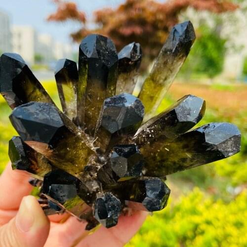 230-780g Clear smoked topaz cluster mineral sample crystal heal
