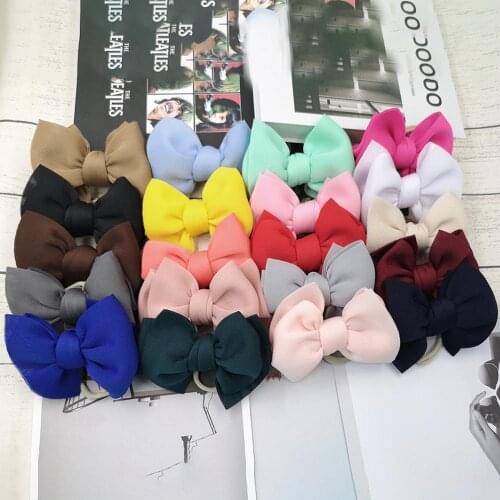 36pc/lot New 5" Solid Cotton Fabric Bows Puff Headband Handtied Hair Bows Nylon Headband For Children Girls Party Headwear