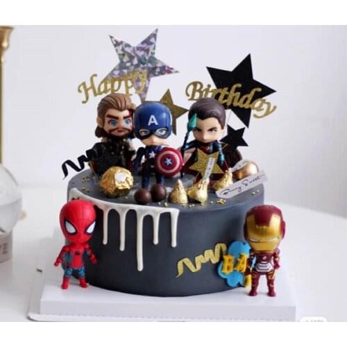 6pcs/lot Kid Favor Avengers Birthday Cake Decor Avengers Cake Decor Plastic Spiderman Superhero Iron Man Captain America Decor