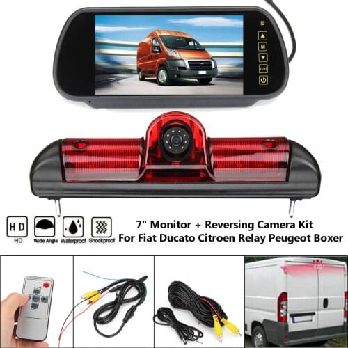 7" HD Monitor Car Reversing Parking Rear View Camera For Fiat Ducato For Peugeot Boxer For Citroen Jumper 2006-2016 Brake Light