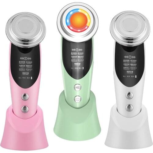 7in1 Professional Facial Skin Care Beauty Massager LED Photon Wrinkle Remover EMS Hot Compress Face Lifting Pore Deep Cleansing