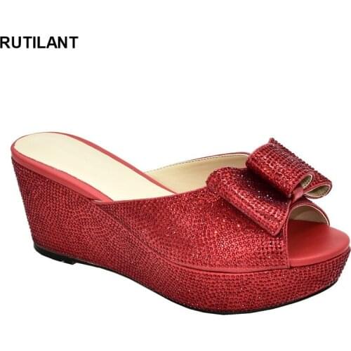 African Special Materials High Heels 8 CM Women Luxury 2020 Rhinestone Wedding Party Shoes High Quality African Wedding Shoes