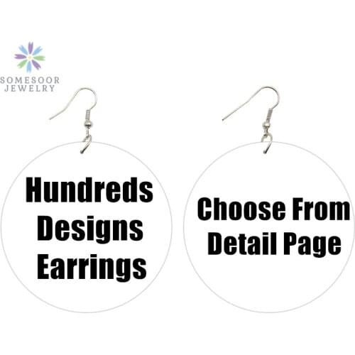 SOMESOOR Selected 6cm Large African Wooden Drop Earrings Double Sides Printing Photos AFRO Dangle Jewelry For Women Gifts
