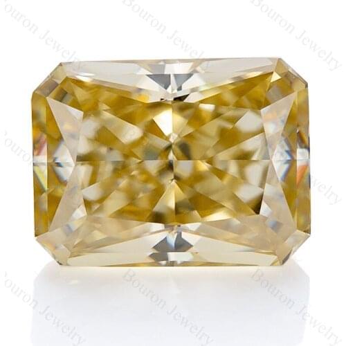 Lab Created Moissanite Crushed Ice Radiant Yellow Loose Gemstone GRA High Quality VVS1 Available China Bouron Jewelry Making RTS