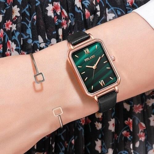 Luxury Gradient Quartz Women Watches Square Leather Wrist watch Retro Casual Ladies Watch Female Clock Gifts reloj mujer