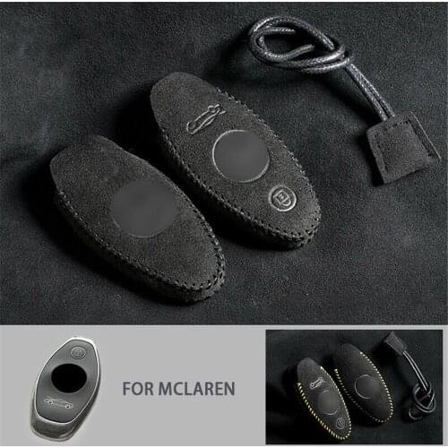 For McLaren 720S 570S 600LT 540C 570GT Suede Leather Remote Start Car Key Case Cover Fob Protector Holder Auto Accessories Shell