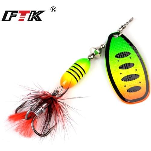 FTK 1pc Spinner Bait 17.5g With Feather Treble Hook Metal Fishing Lures Arttificial Hard Bait Spoon Lure Wobblers Pike Tackle