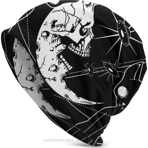 Goth 1980s Subculture Rock Winter Warm Beanie Hats TAROT The Moon Knit Hat Bonnet Skullies Beanies Caps Men Womens Earmuffs